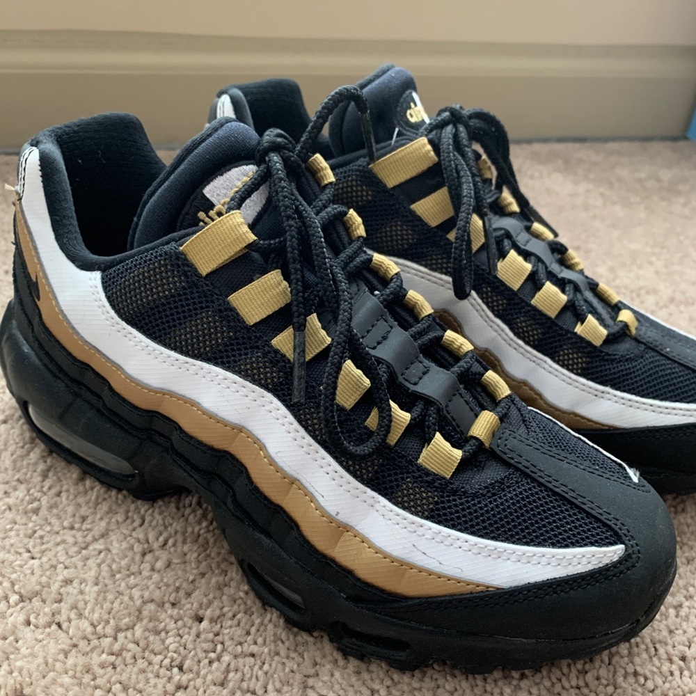 Black Nike Airmax with Gold and White accents